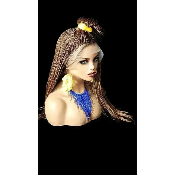 Premium Hand-Braided Wig Full Lace Wig Color #30 micro million braids - Picture 4 of 15